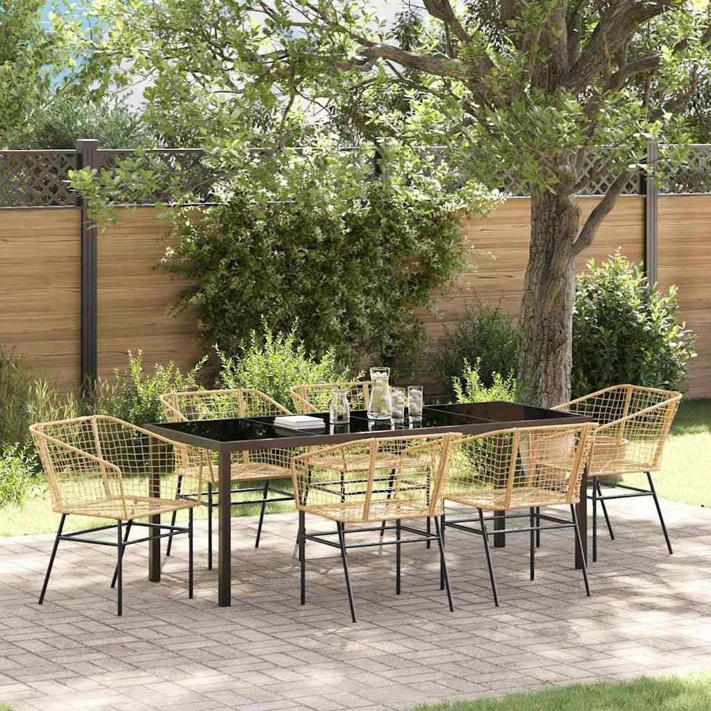 Garten Essgruppe 7 pcs Braun Poly-Rattan