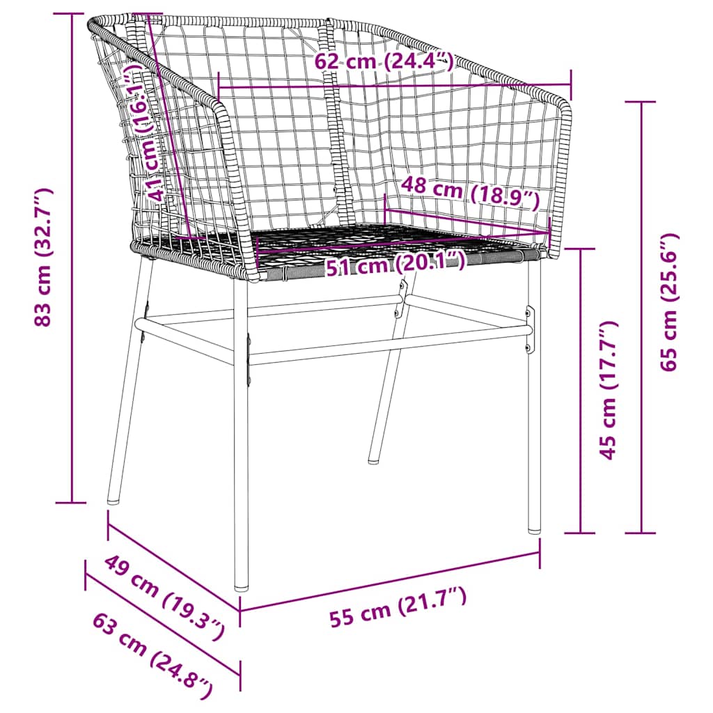 Garten Essgruppe 7 pcs Braun Poly-Rattan