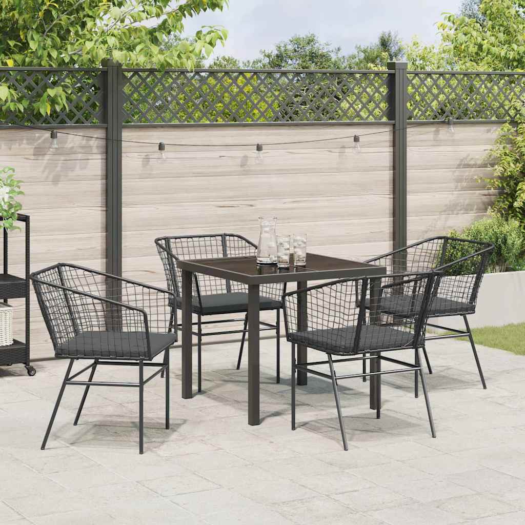Garten Essgruppe 5 pcs Schwarz Poly-Rattan