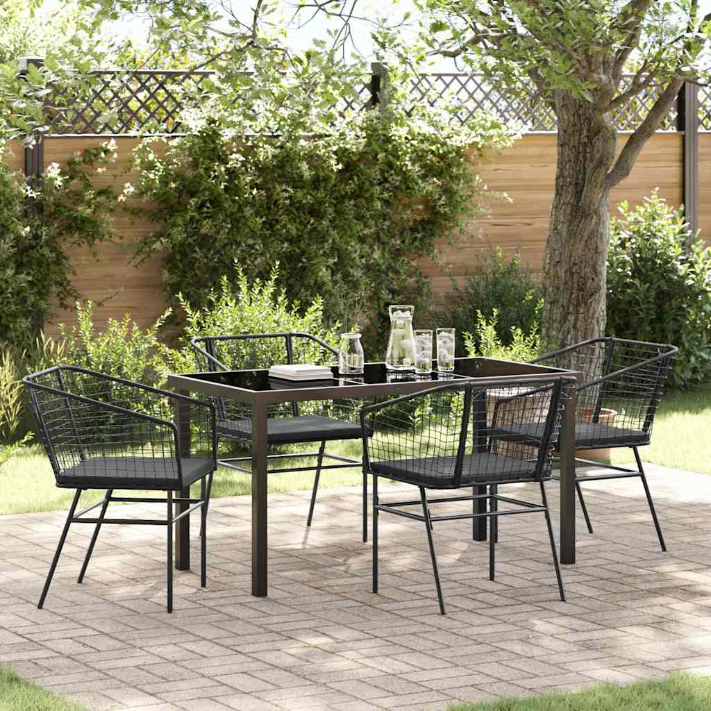 Garten Essgruppe 5 pcs Schwarz Poly-Rattan