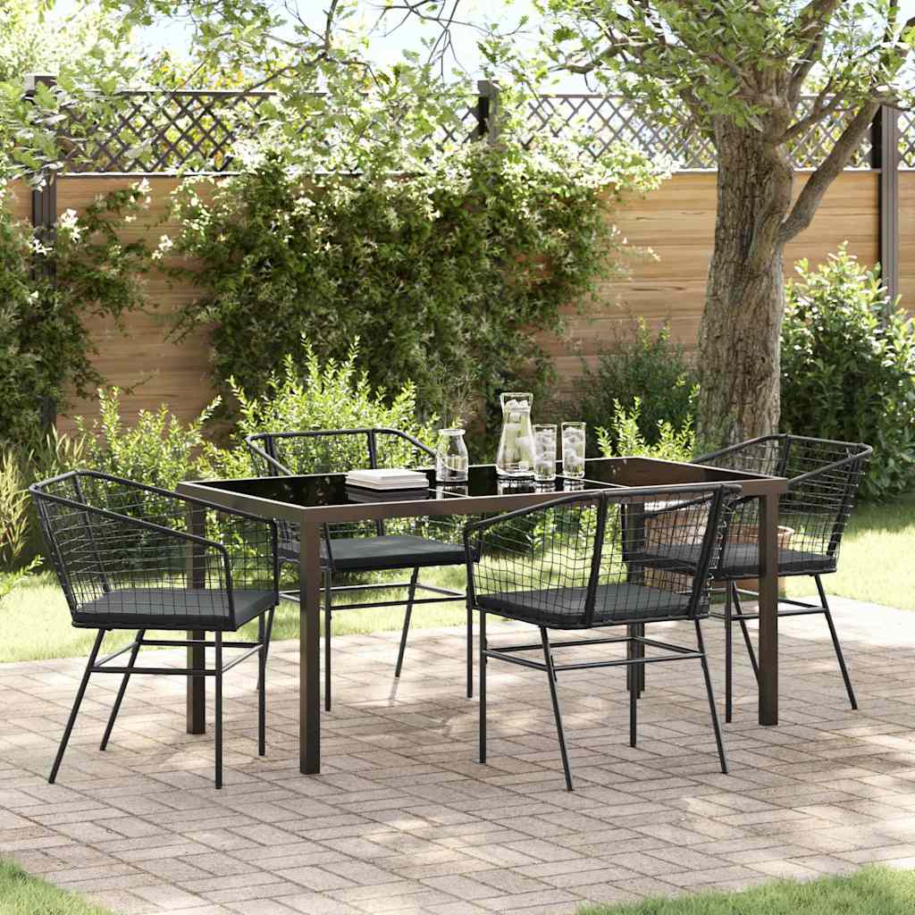 Garten Essgruppe 5 pcs Schwarz Poly-Rattan