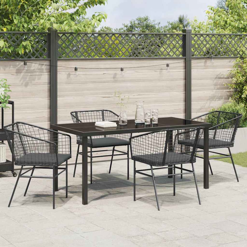 Garten Essgruppe 5 pcs Schwarz Poly-Rattan