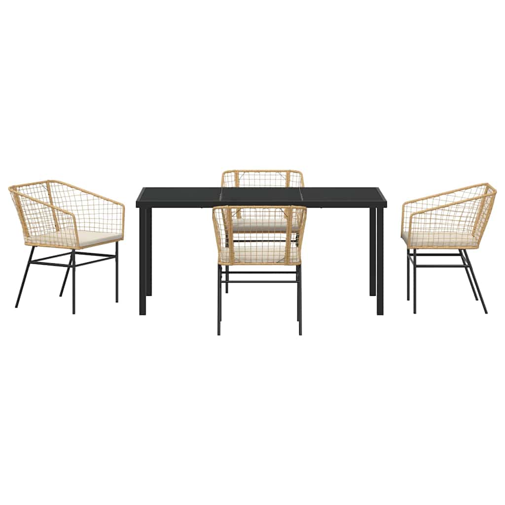 Garten Essgruppe 5 pcs Braun Poly-Rattan