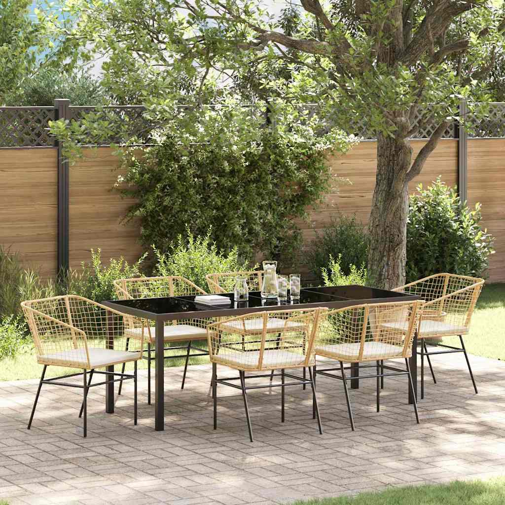 Garten Essgruppe 7 pcs Braun Poly-Rattan