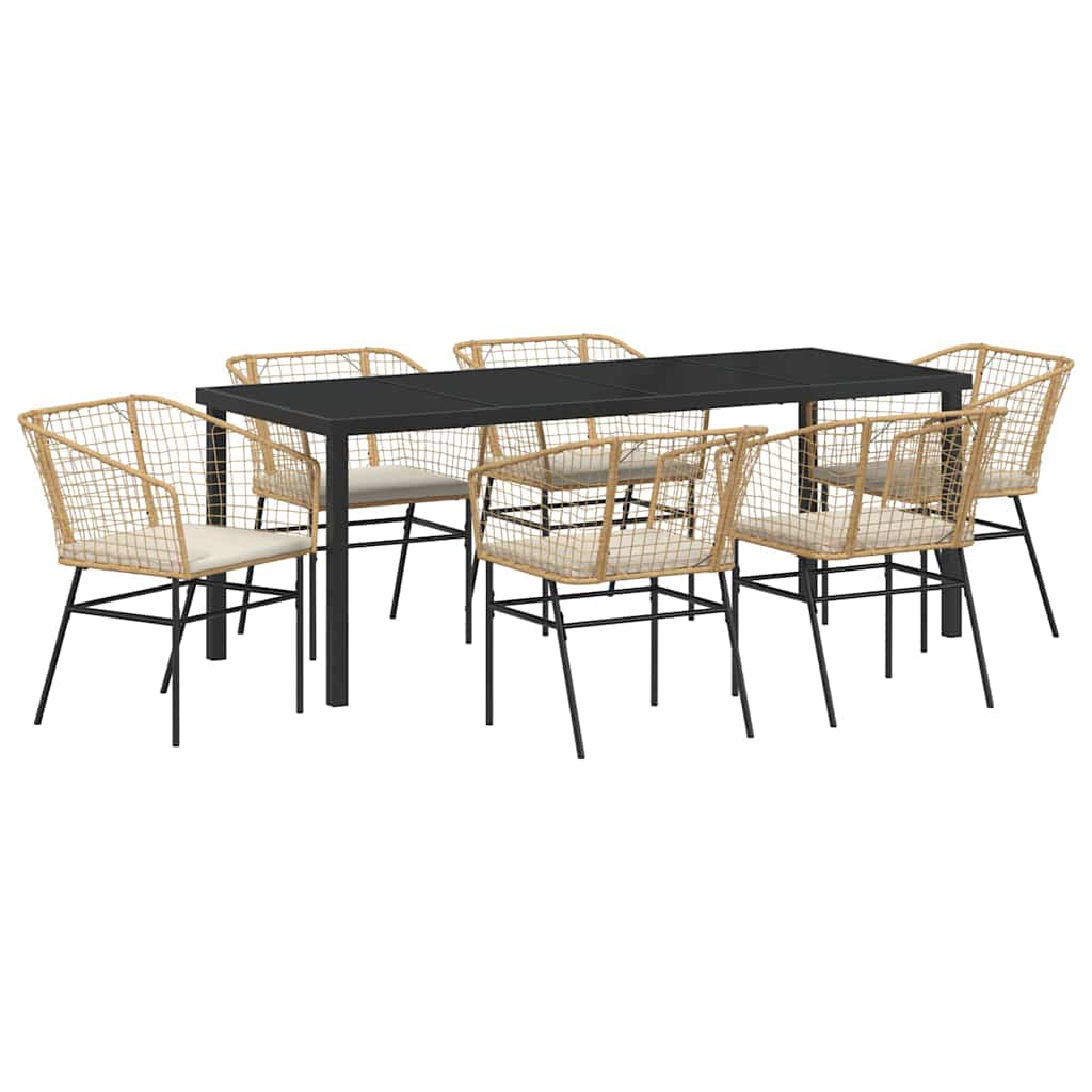 Garten Essgruppe 7 pcs Braun Poly-Rattan