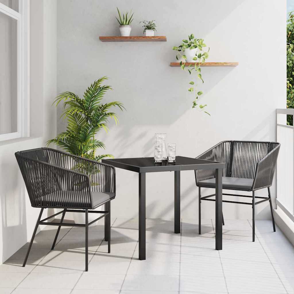 Garten Essgruppe 3 pcs Schwarz Pulverbeschichteter Stahl