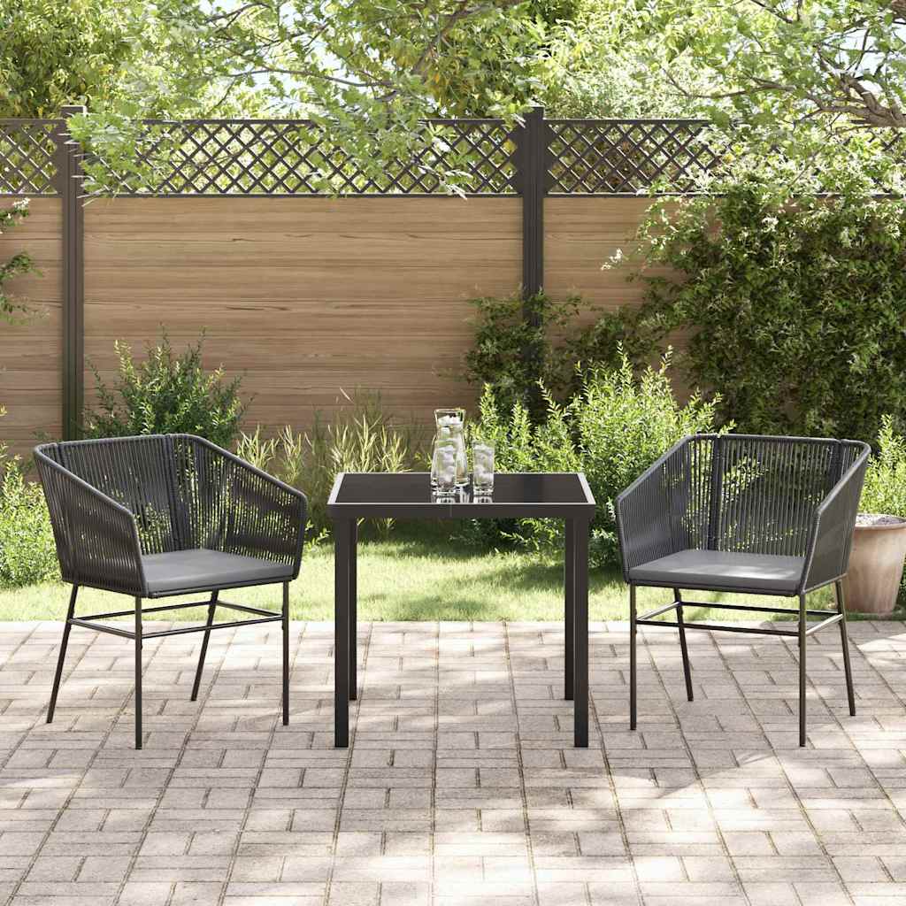 Garten Essgruppe 3 pcs Schwarz Pulverbeschichteter Stahl