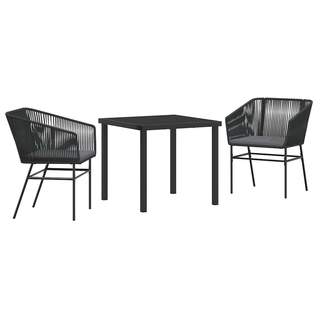 Garten Essgruppe 3 pcs Schwarz Pulverbeschichteter Stahl