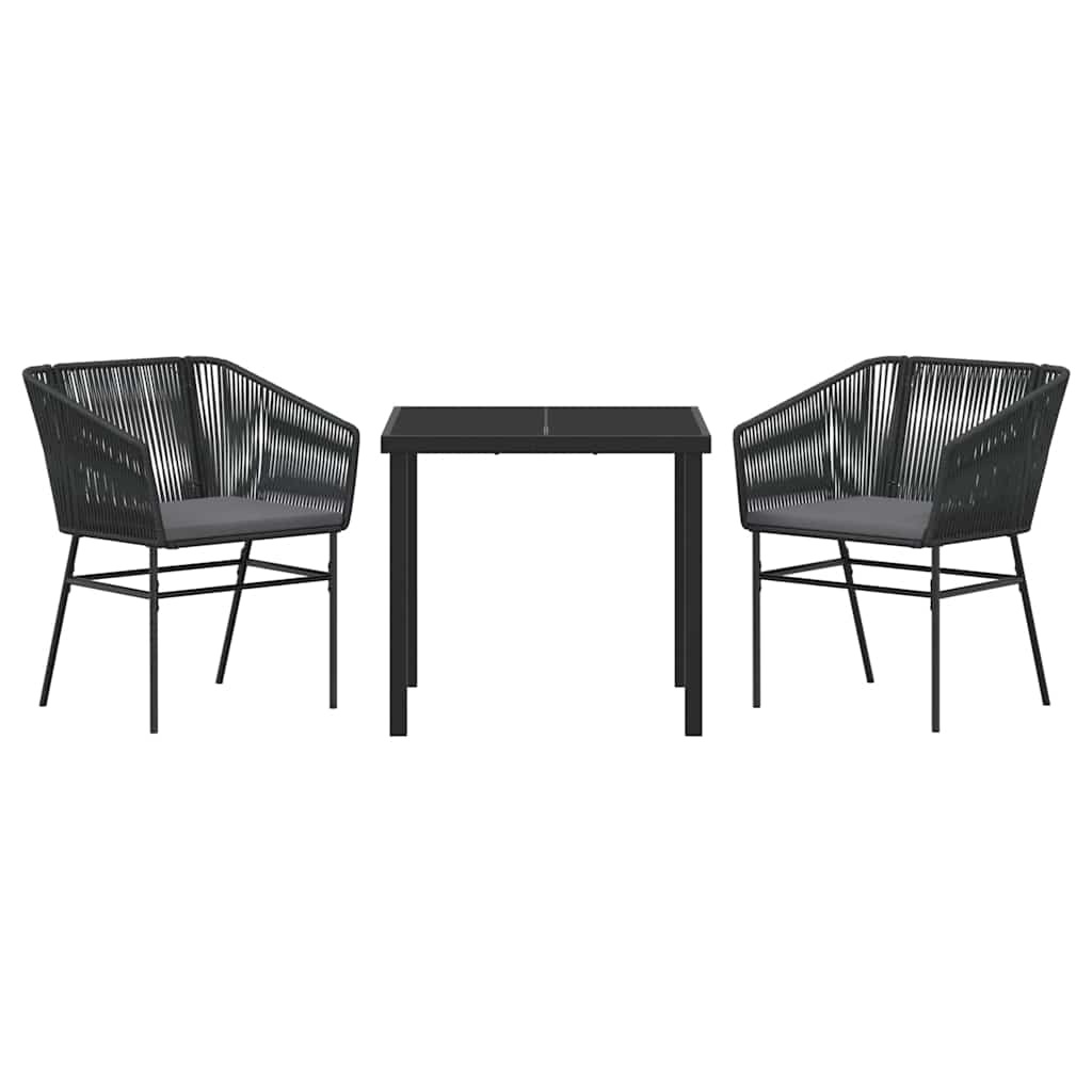 Garten Essgruppe 3 pcs Schwarz Pulverbeschichteter Stahl