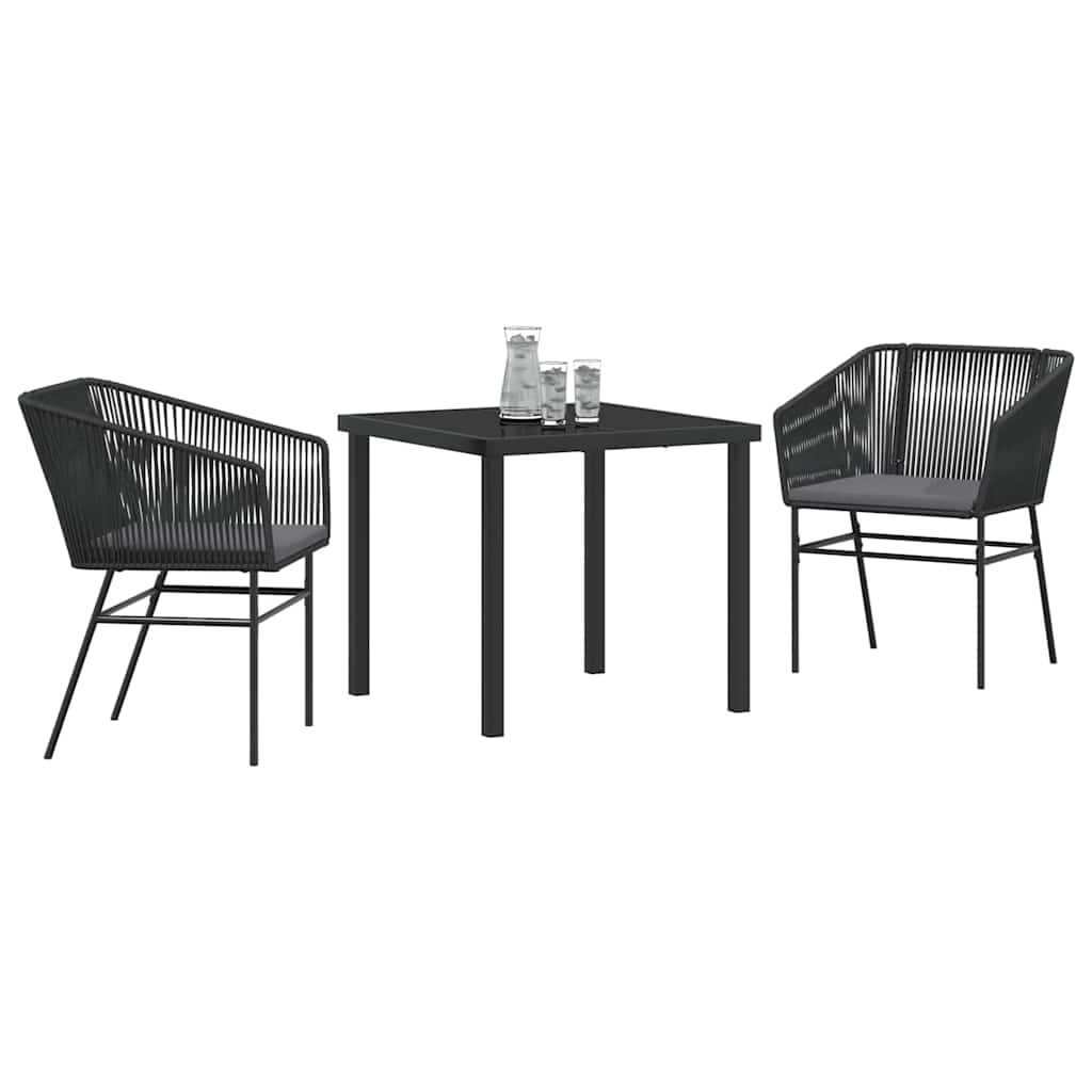 Garten Essgruppe 3 pcs Schwarz Pulverbeschichteter Stahl