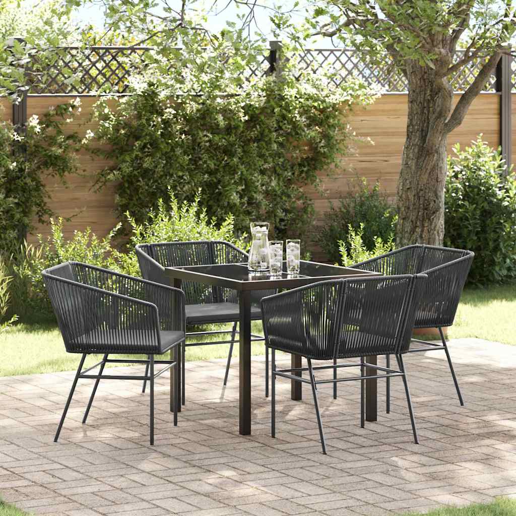 Garten Essgruppe 5 pcs Schwarz Pulverbeschichteter Stahl