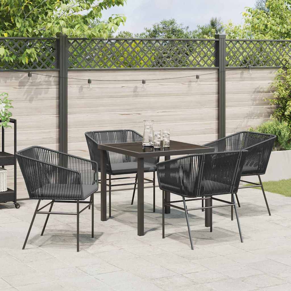 Garten Essgruppe 5 pcs Schwarz Pulverbeschichteter Stahl