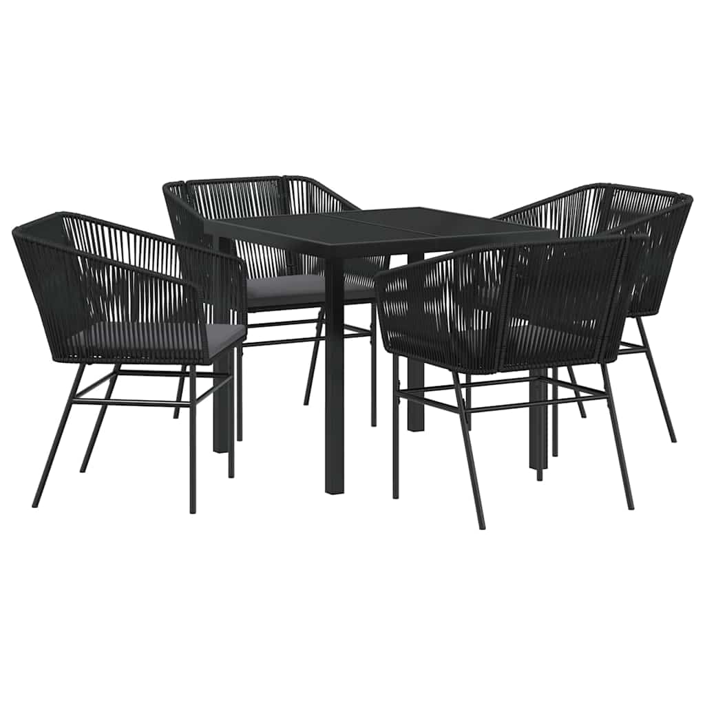 Garten Essgruppe 5 pcs Schwarz Pulverbeschichteter Stahl