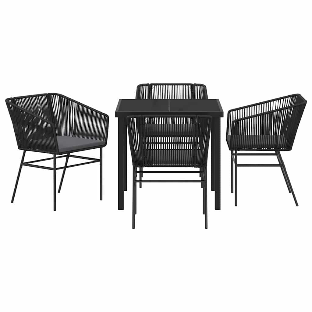 Garten Essgruppe 5 pcs Schwarz Pulverbeschichteter Stahl