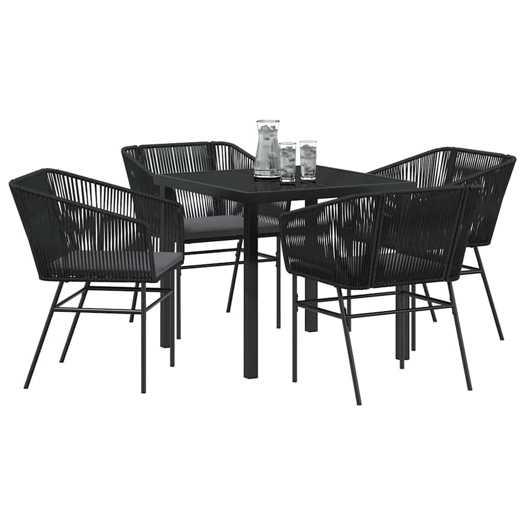 Garten Essgruppe 5 pcs Schwarz Pulverbeschichteter Stahl