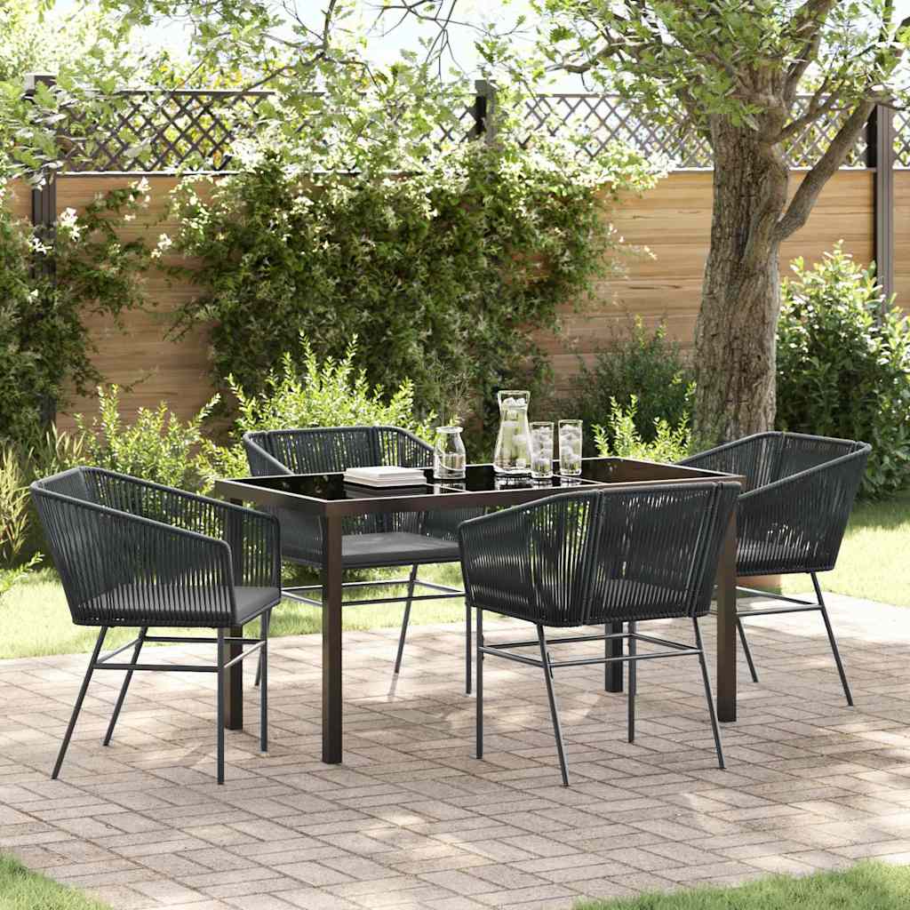Garten Essgruppe 5 pcs Schwarz Pulverbeschichteter Stahl