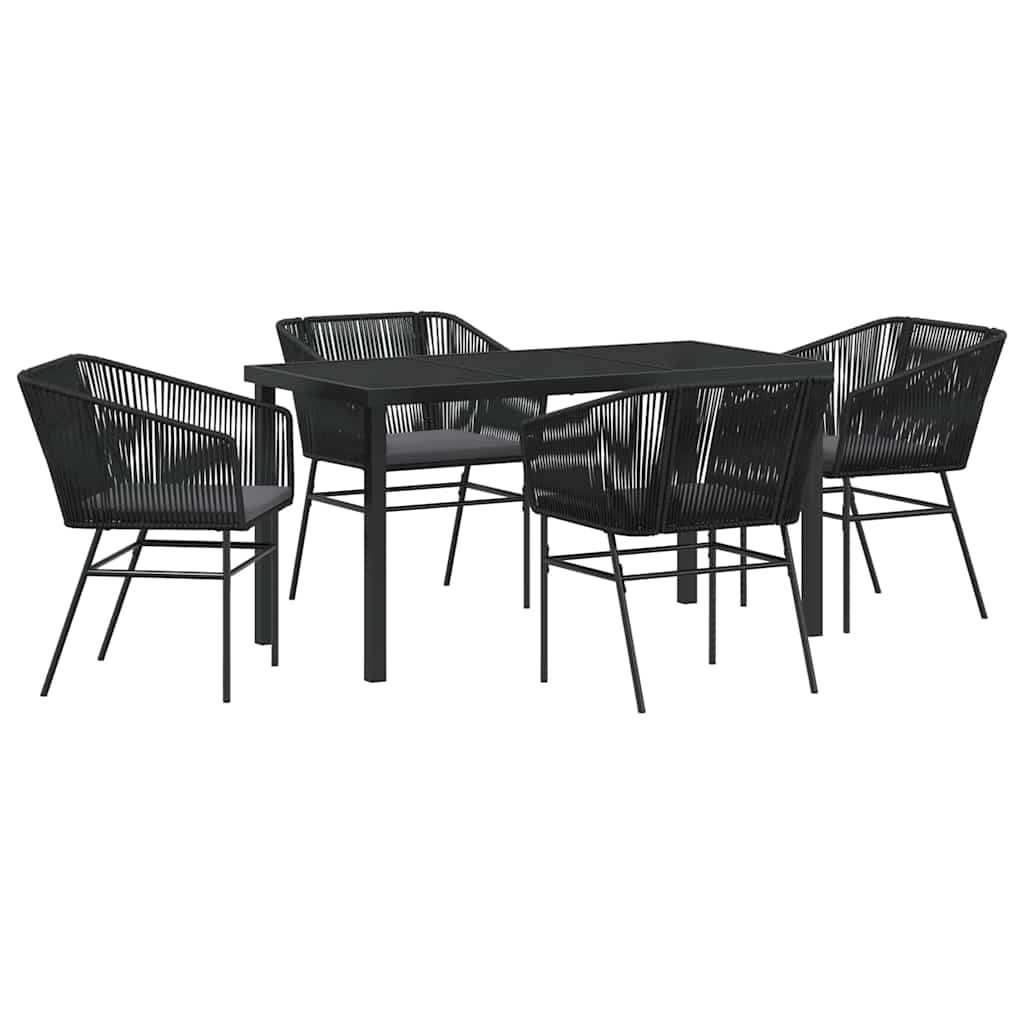 Garten Essgruppe 5 pcs Schwarz Pulverbeschichteter Stahl