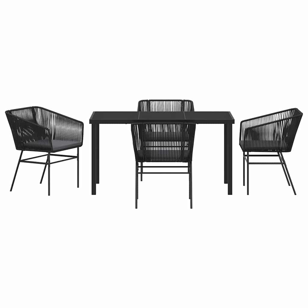Garten Essgruppe 5 pcs Schwarz Pulverbeschichteter Stahl