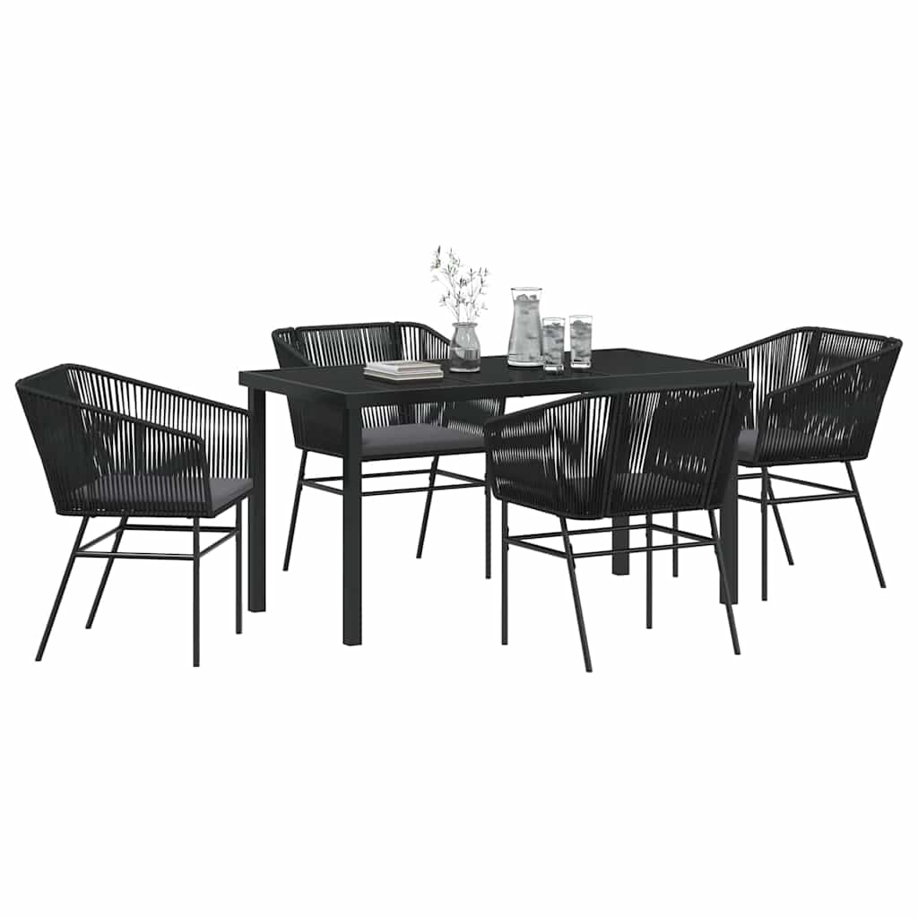 Garten Essgruppe 5 pcs Schwarz Pulverbeschichteter Stahl