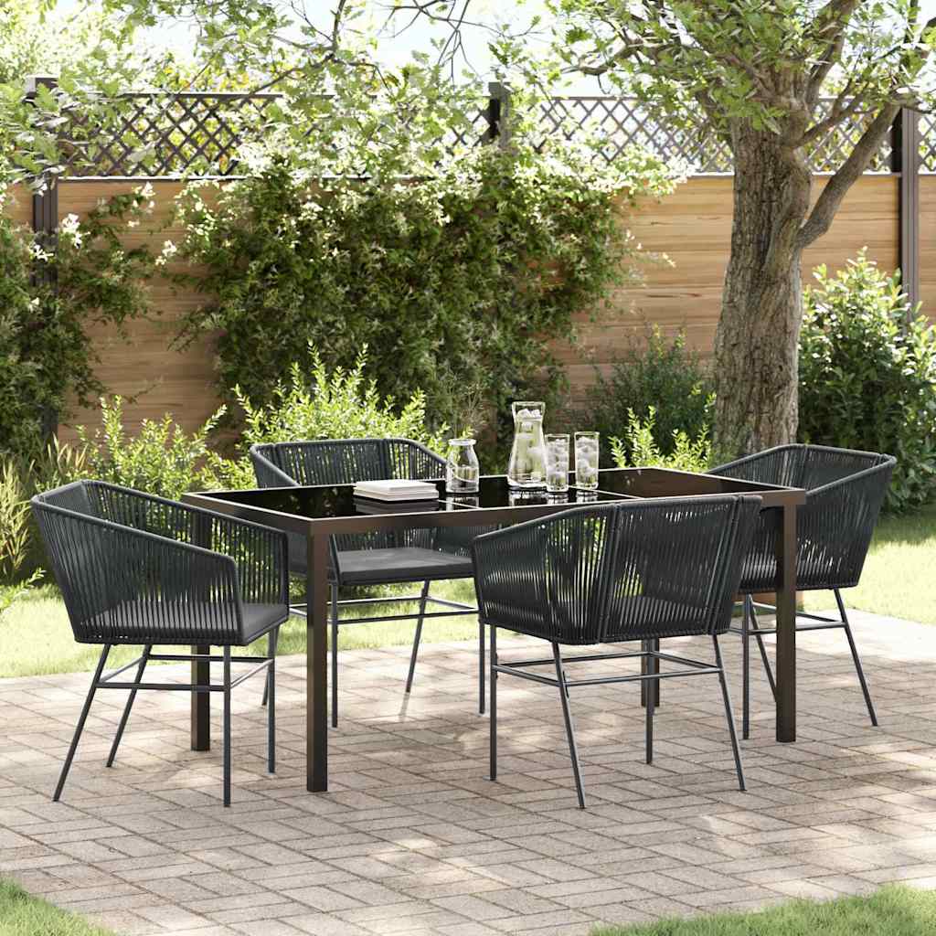 Garten Essgruppe 5 pcs Schwarz Pulverbeschichteter Stahl