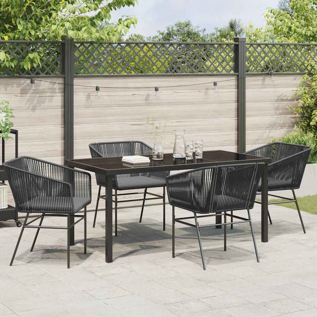 Garten Essgruppe 5 pcs Schwarz Pulverbeschichteter Stahl