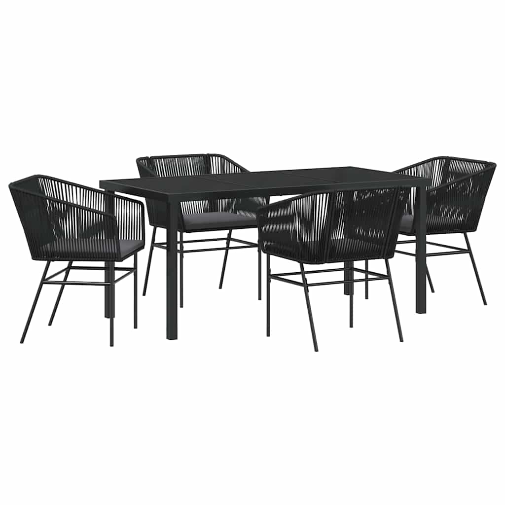 Garten Essgruppe 5 pcs Schwarz Pulverbeschichteter Stahl