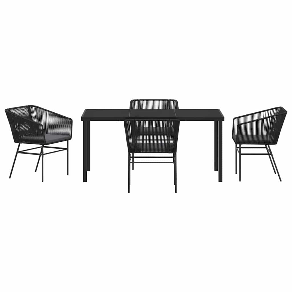 Garten Essgruppe 5 pcs Schwarz Pulverbeschichteter Stahl
