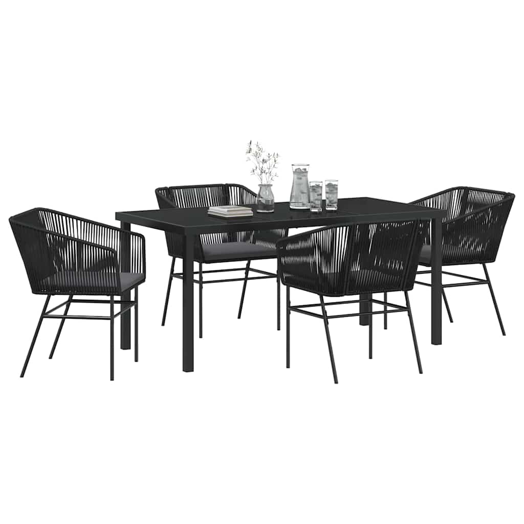 Garten Essgruppe 5 pcs Schwarz Pulverbeschichteter Stahl