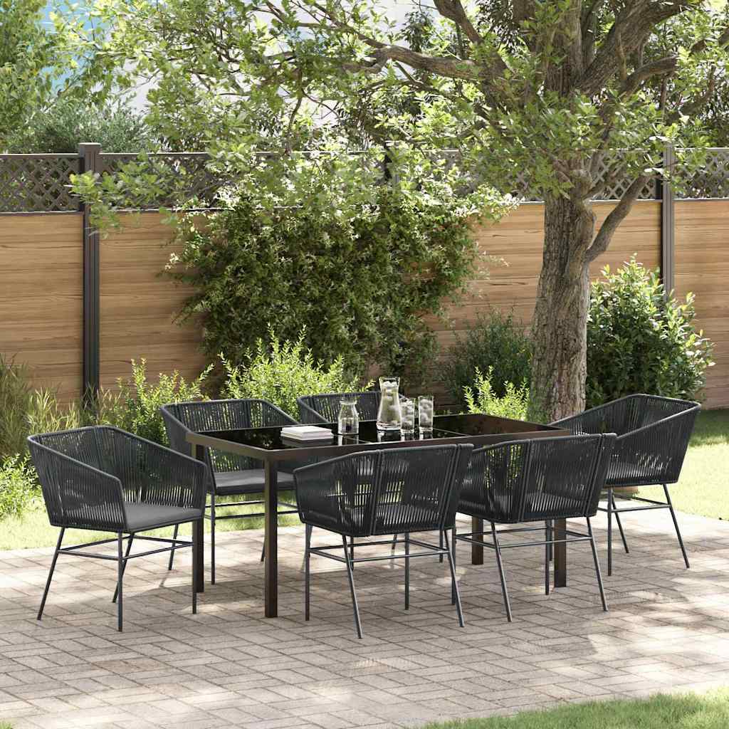 Garten Essgruppe 7 pcs Schwarz Pulverbeschichteter Stahl