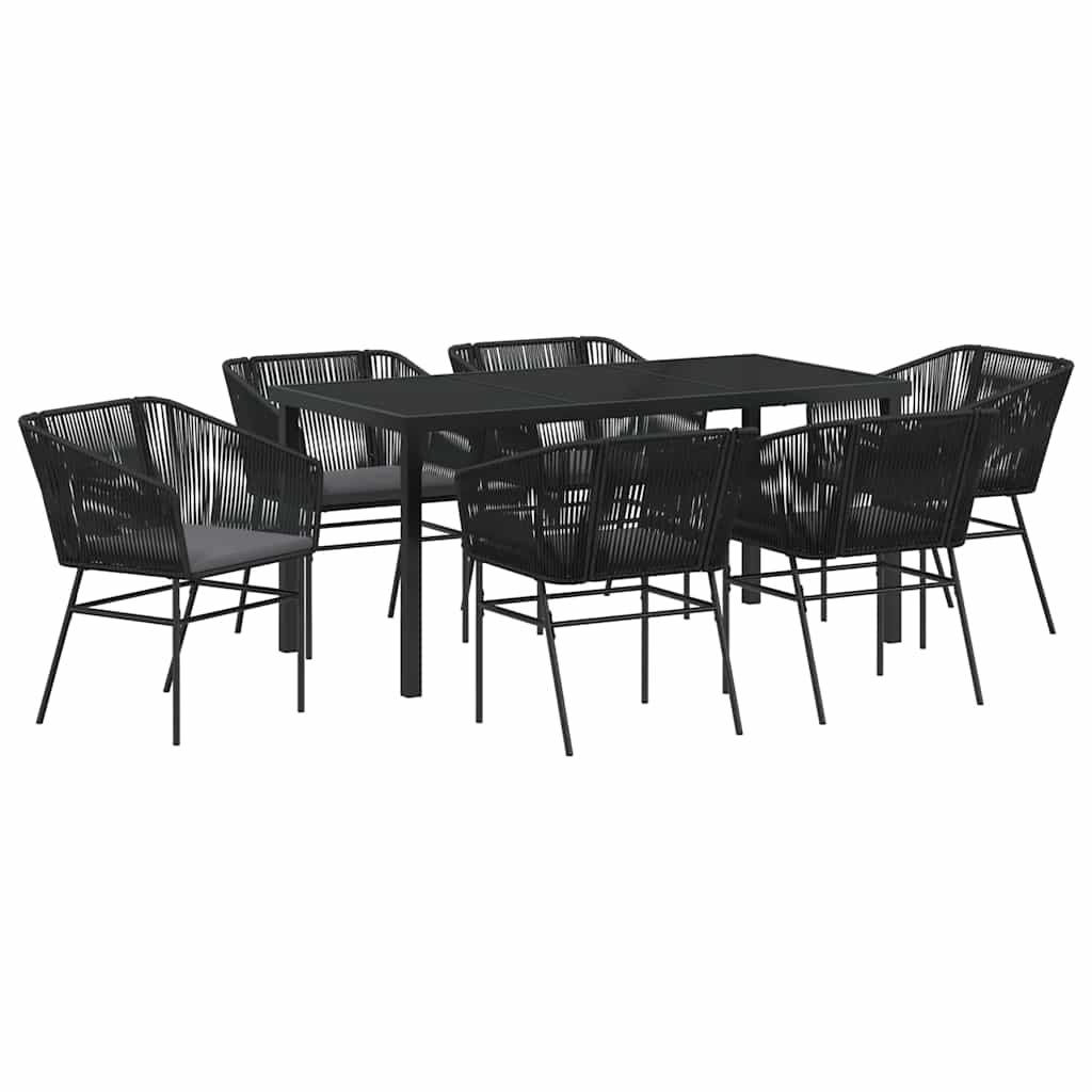 Garten Essgruppe 7 pcs Schwarz Pulverbeschichteter Stahl