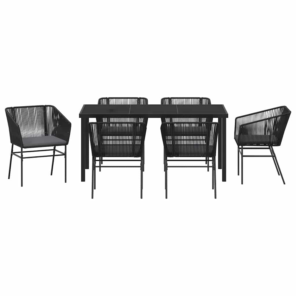 Garten Essgruppe 7 pcs Schwarz Pulverbeschichteter Stahl