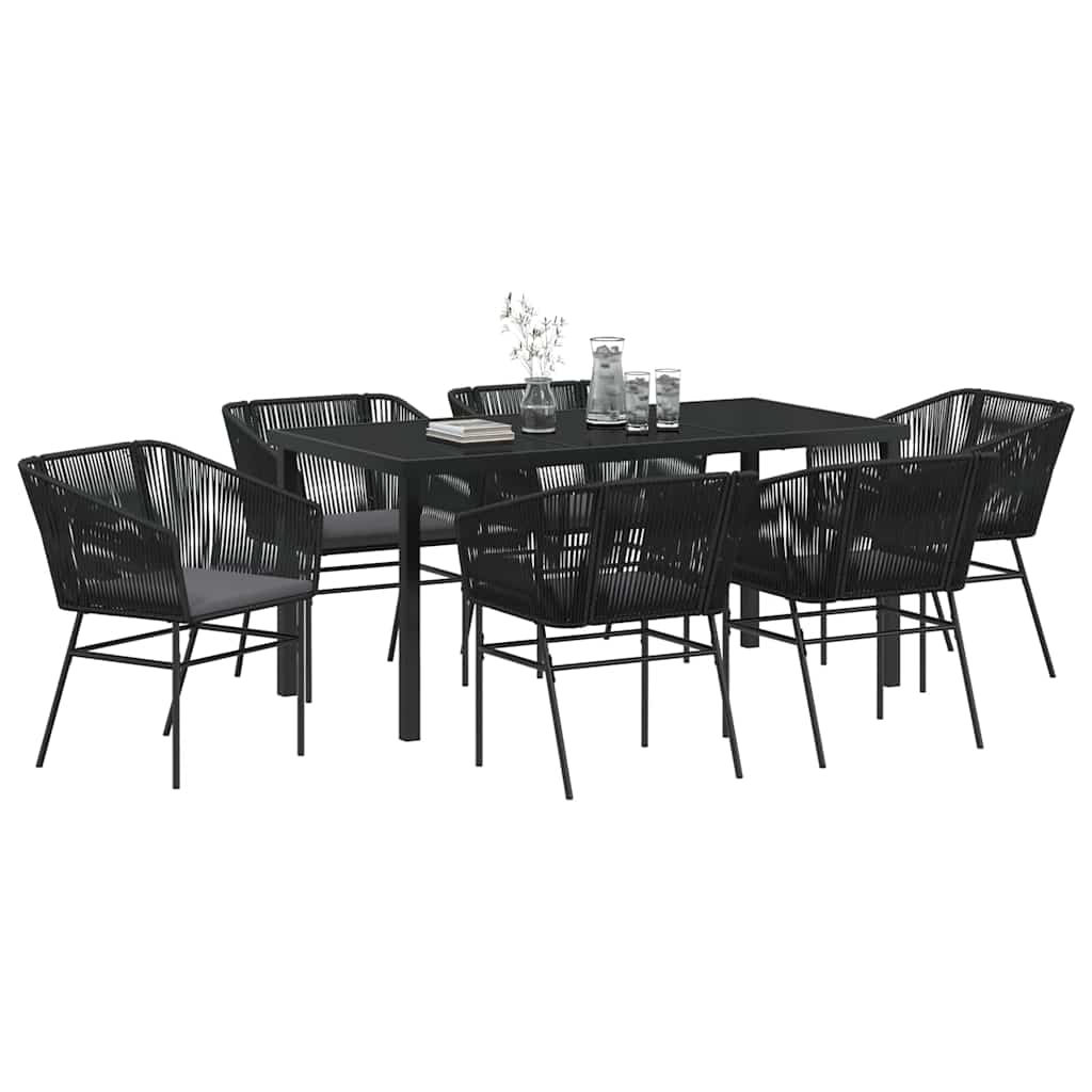 Garten Essgruppe 7 pcs Schwarz Pulverbeschichteter Stahl