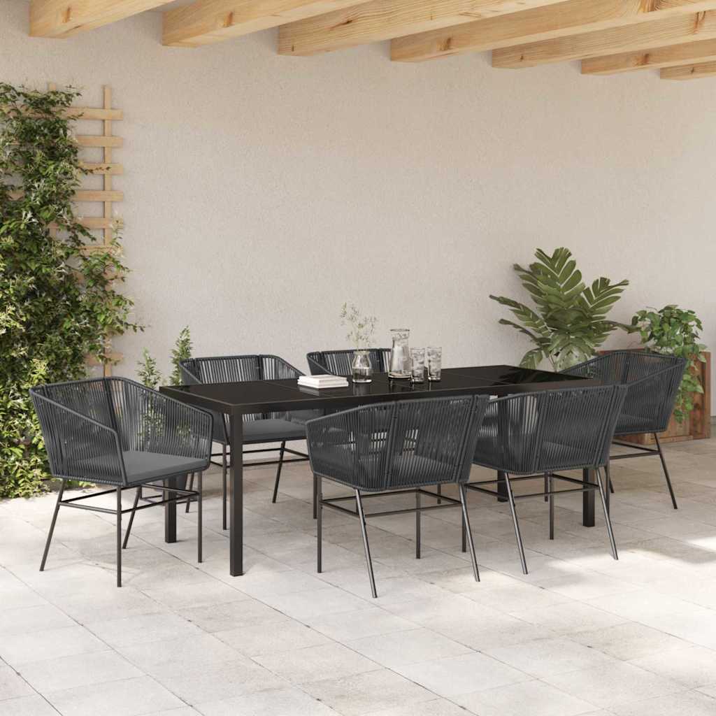 Garten Essgruppe 7 pcs Schwarz Pulverbeschichteter Stahl
