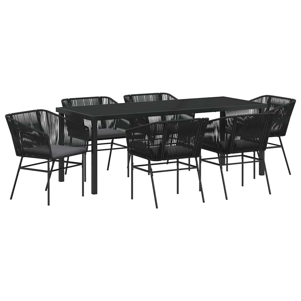 Garten Essgruppe 7 pcs Schwarz Pulverbeschichteter Stahl