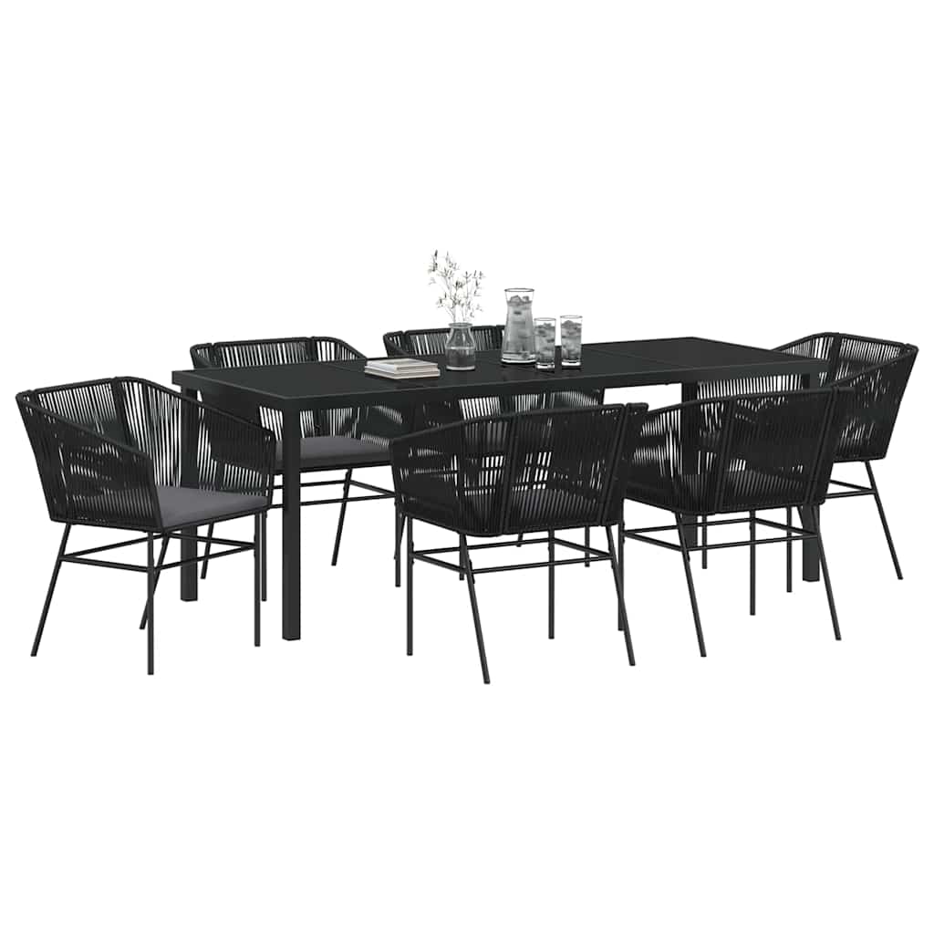 Garten Essgruppe 7 pcs Schwarz Pulverbeschichteter Stahl