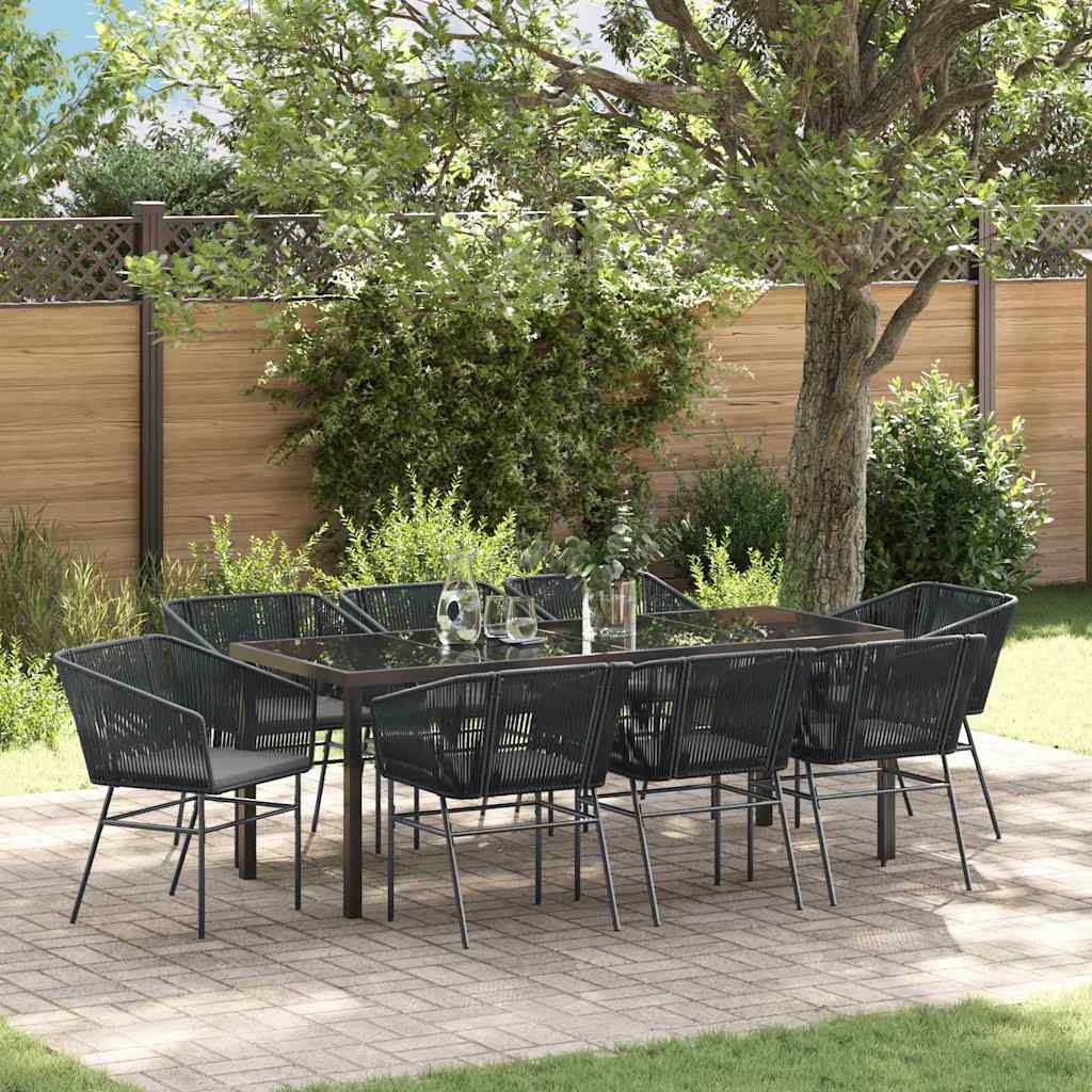 Garten Essgruppe 9 pcs Schwarz Pulverbeschichteter Stahl