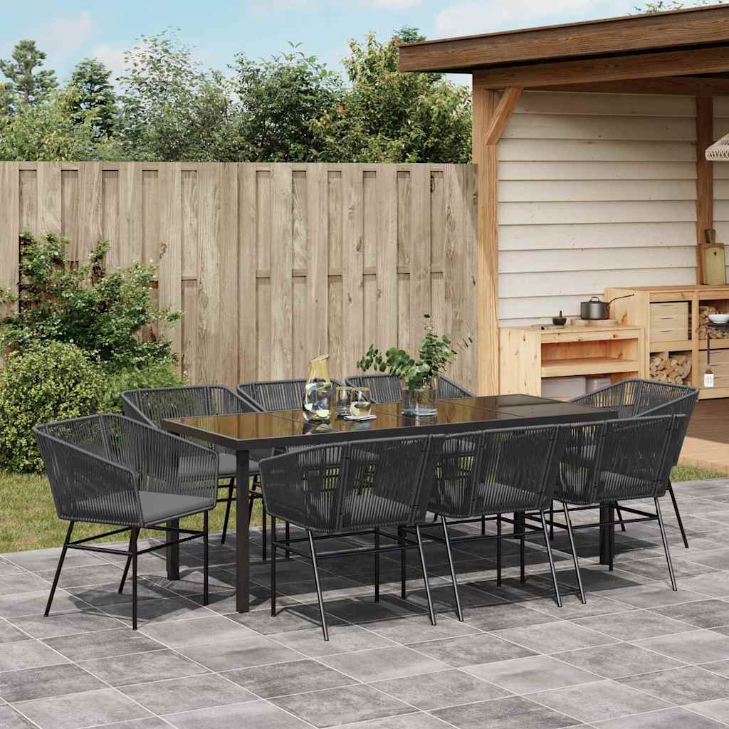 Garten Essgruppe 9 pcs Schwarz Pulverbeschichteter Stahl