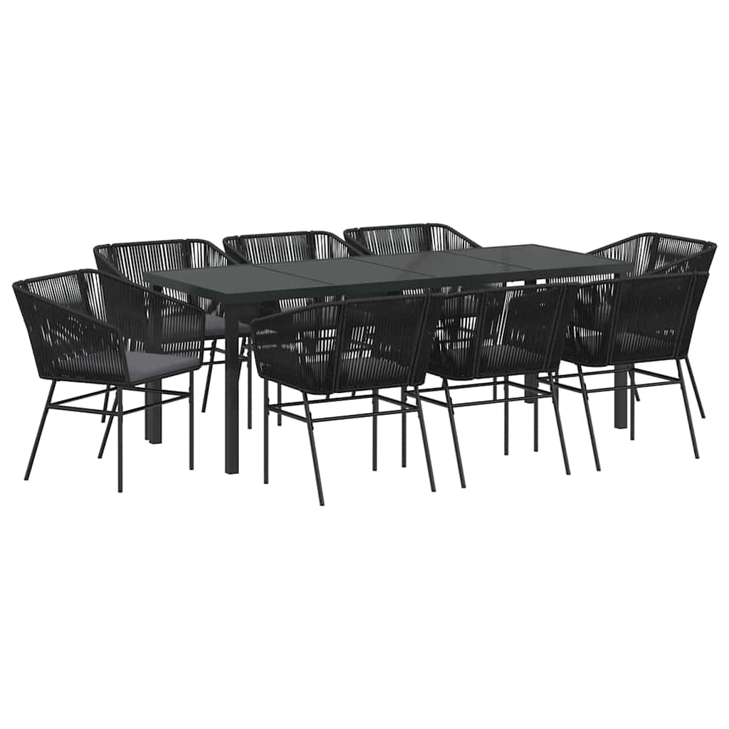 Garten Essgruppe 9 pcs Schwarz Pulverbeschichteter Stahl