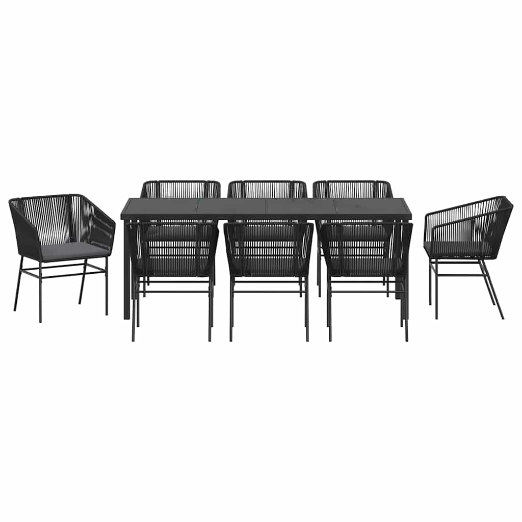 Garten Essgruppe 9 pcs Schwarz Pulverbeschichteter Stahl