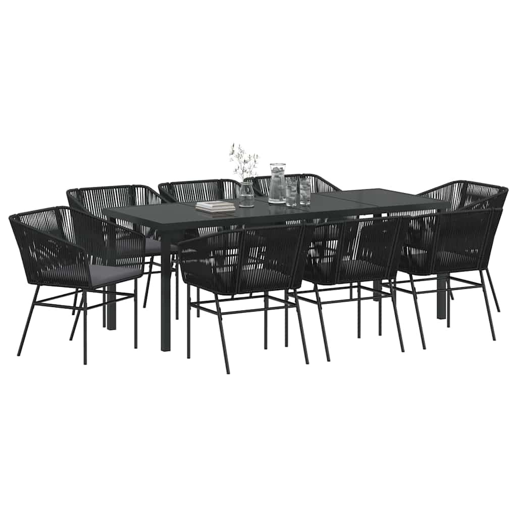 Garten Essgruppe 9 pcs Schwarz Pulverbeschichteter Stahl