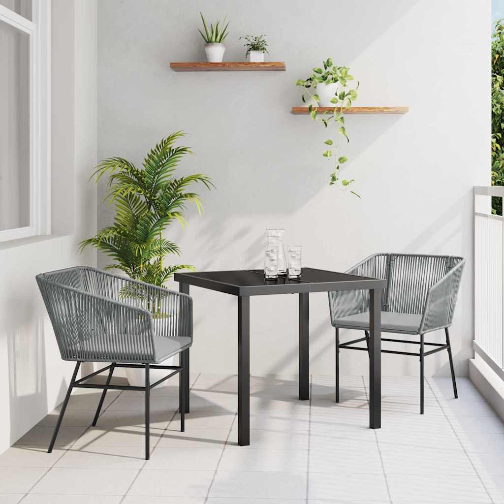 Garten Essgruppe 3 pcs Grau Pulverbeschichteter Stahl