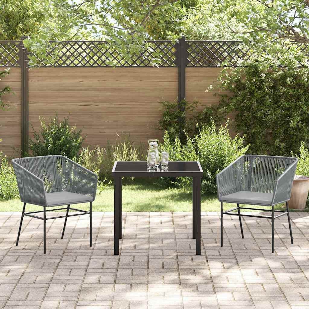 Garten Essgruppe 3 pcs Grau Pulverbeschichteter Stahl
