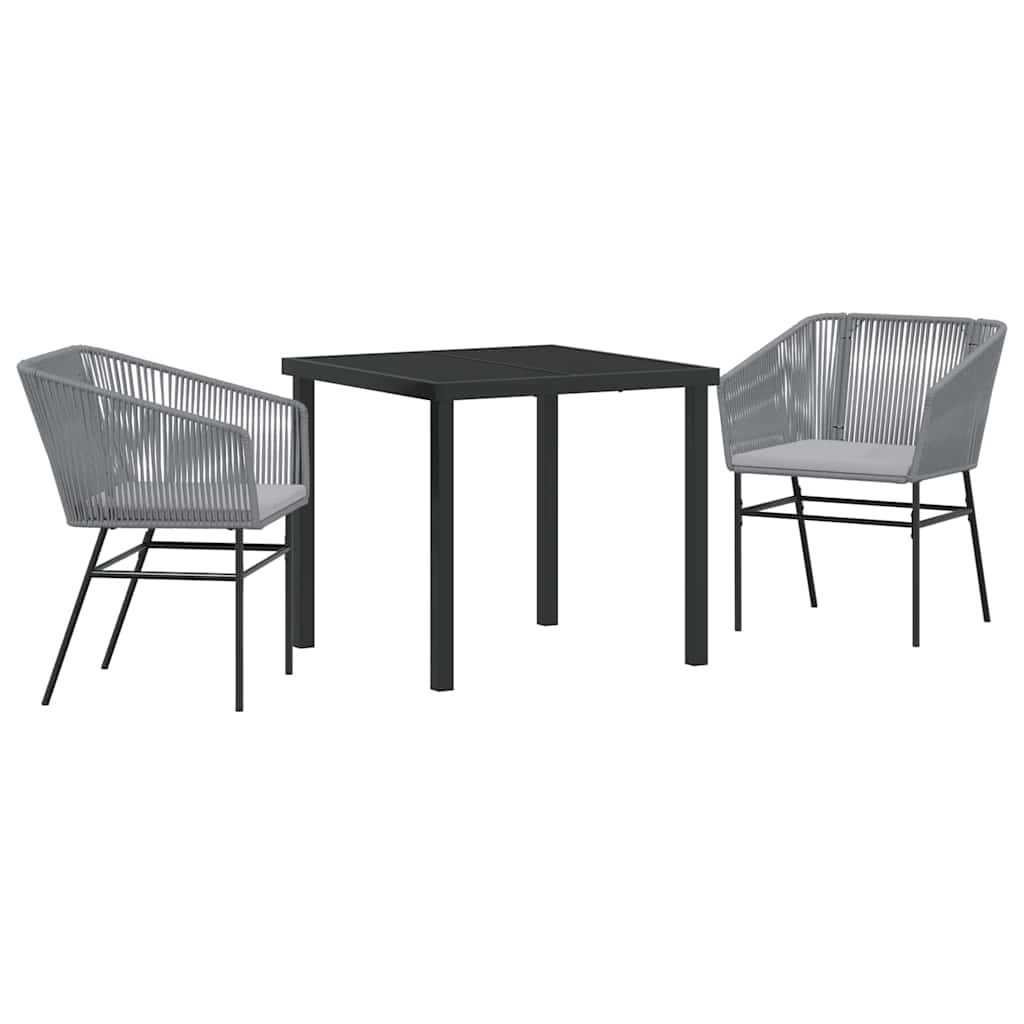 Garten Essgruppe 3 pcs Grau Pulverbeschichteter Stahl