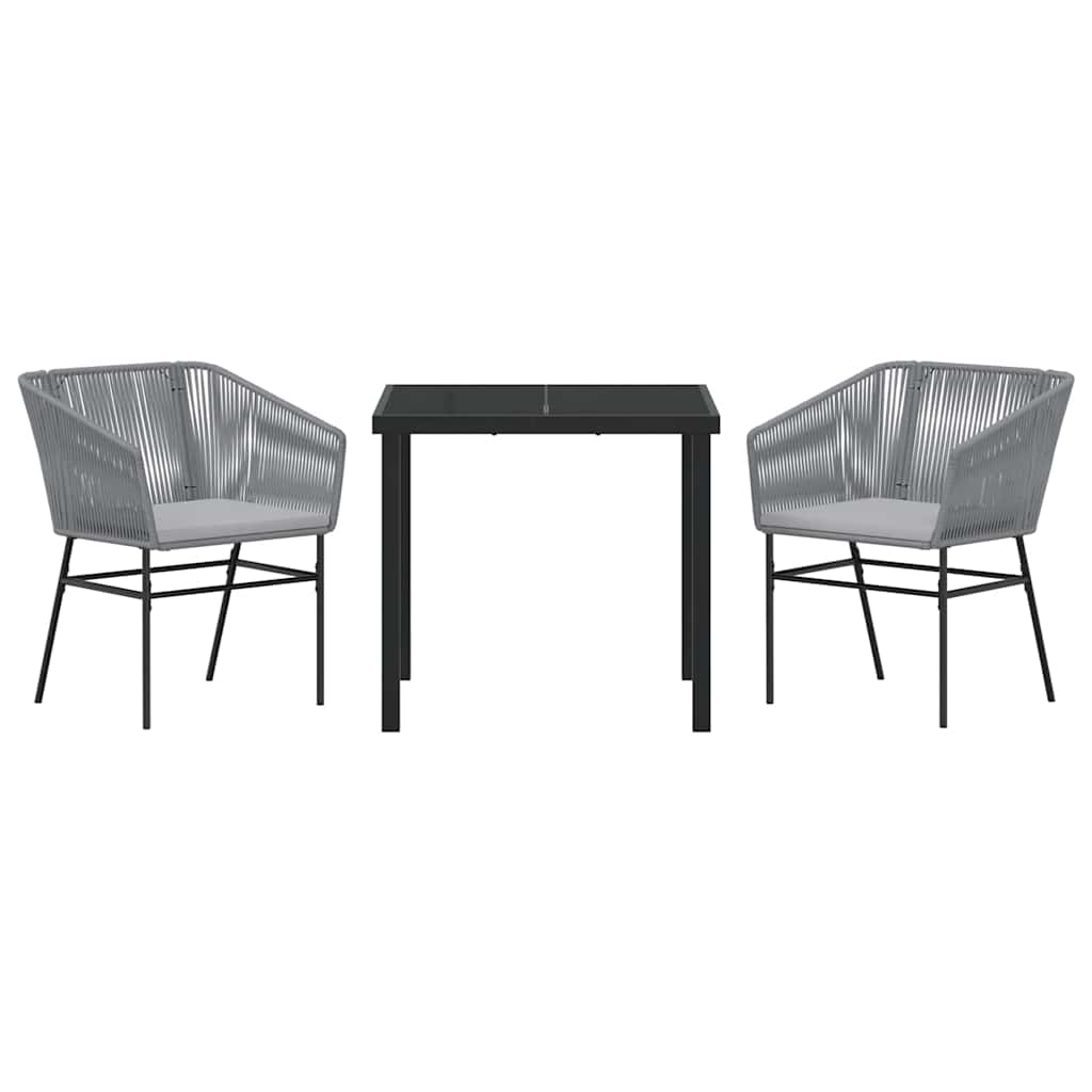 Garten Essgruppe 3 pcs Grau Pulverbeschichteter Stahl