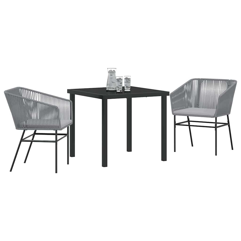 Garten Essgruppe 3 pcs Grau Pulverbeschichteter Stahl
