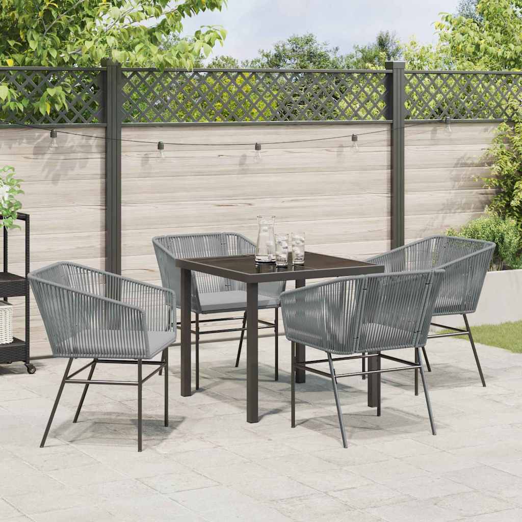 Garten Essgruppe 5 pcs Grau Pulverbeschichteter Stahl