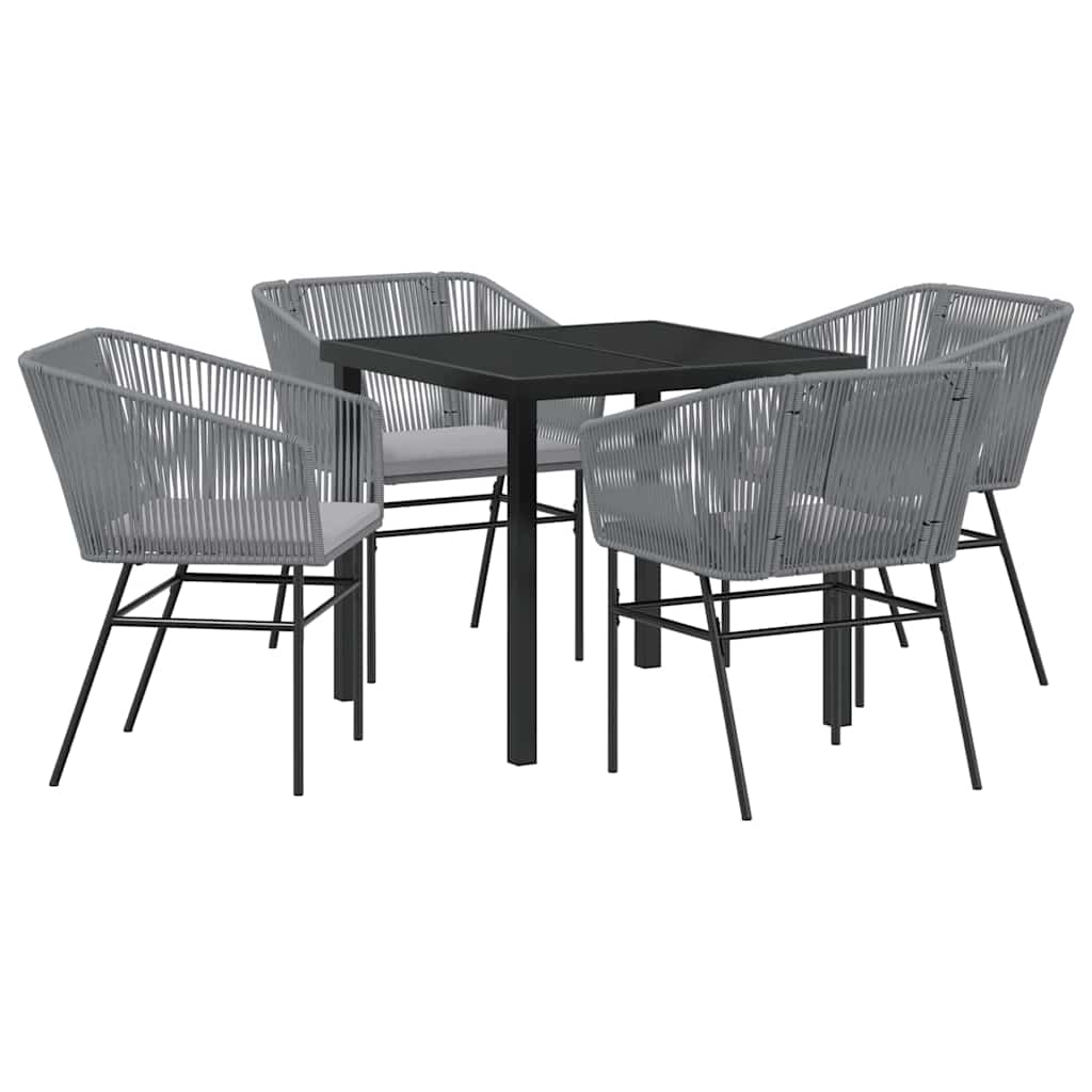 Garten Essgruppe 5 pcs Grau Pulverbeschichteter Stahl