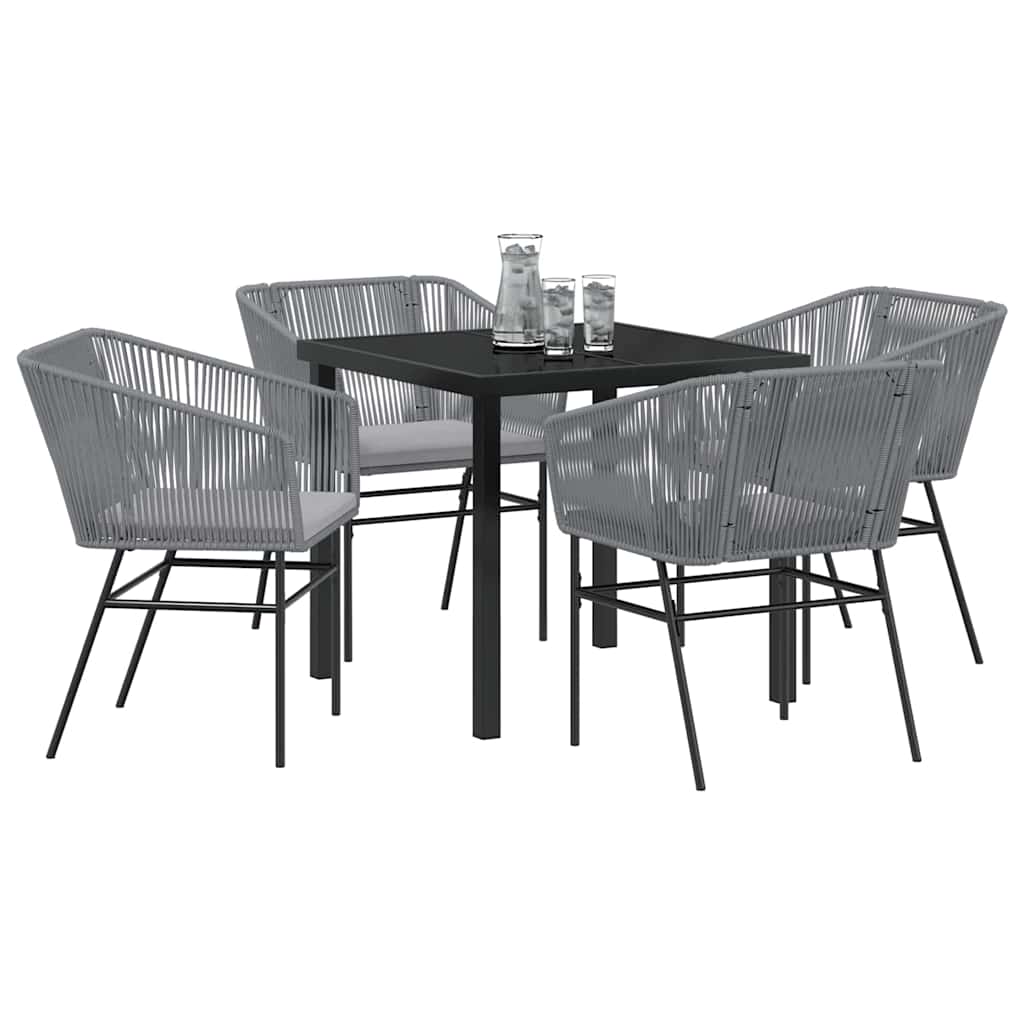 Garten Essgruppe 5 pcs Grau Pulverbeschichteter Stahl