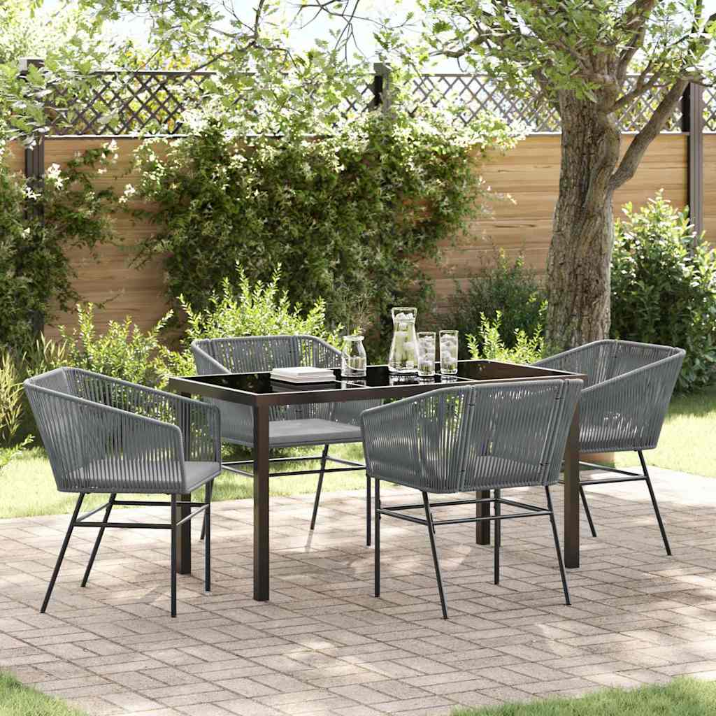 Garten Essgruppe 5 pcs Grau Pulverbeschichteter Stahl