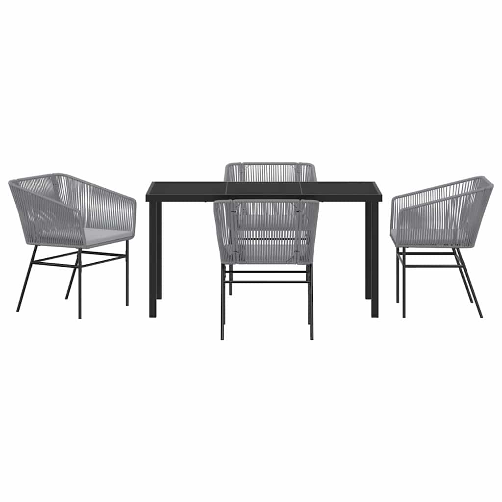 Garten Essgruppe 5 pcs Grau Pulverbeschichteter Stahl